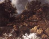 Waterfall In A Mountainous Northern Landscape - 雅各布·凡·雷斯达尔